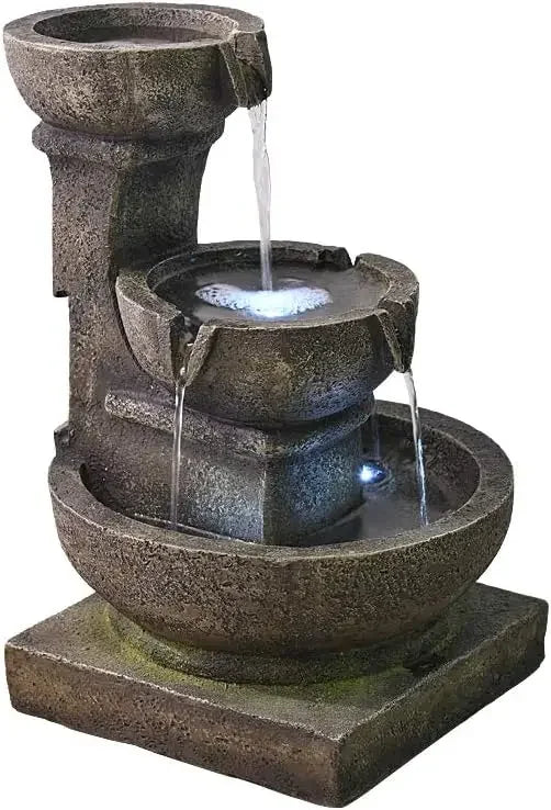 Outdoor Waterfall Fountain with Soothing LED Lights