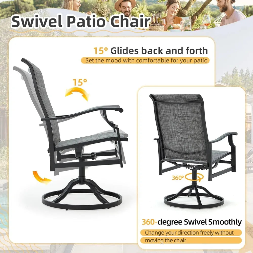 7 Piece Outdoor Patio Dining Set with Swivel Rocker Chairs