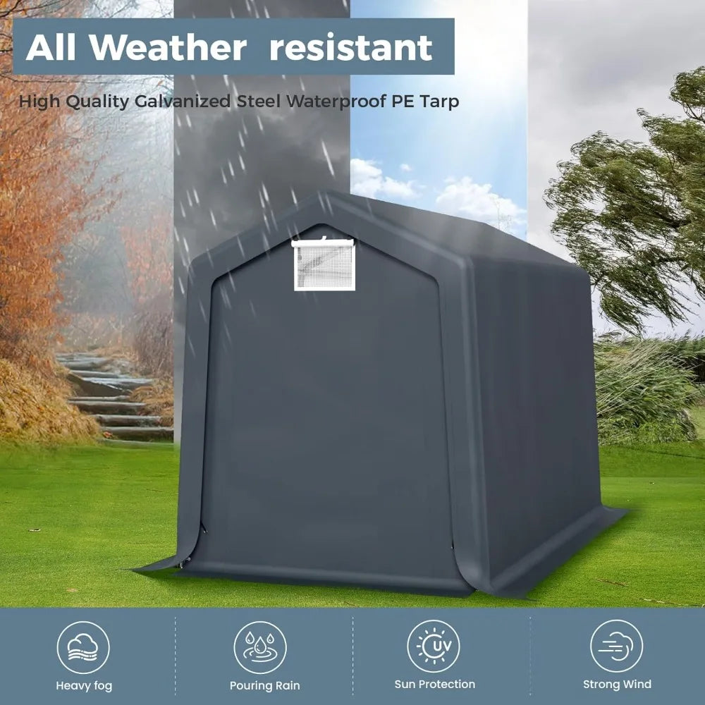 Portable Storage Shed 6x10 ft Easy Access Roll Up Door