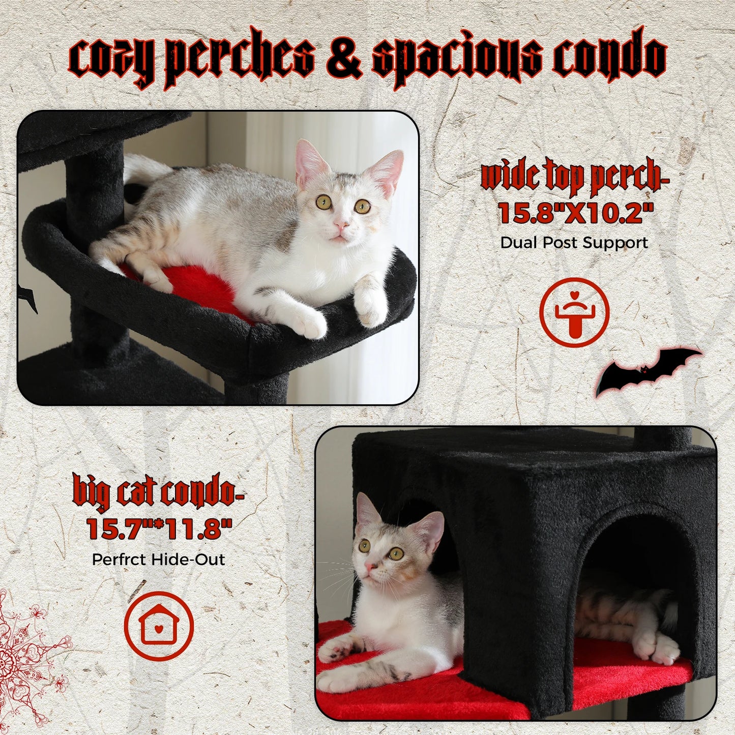 Tall Cat Tree For Indoor Cats With Large Hammock XL