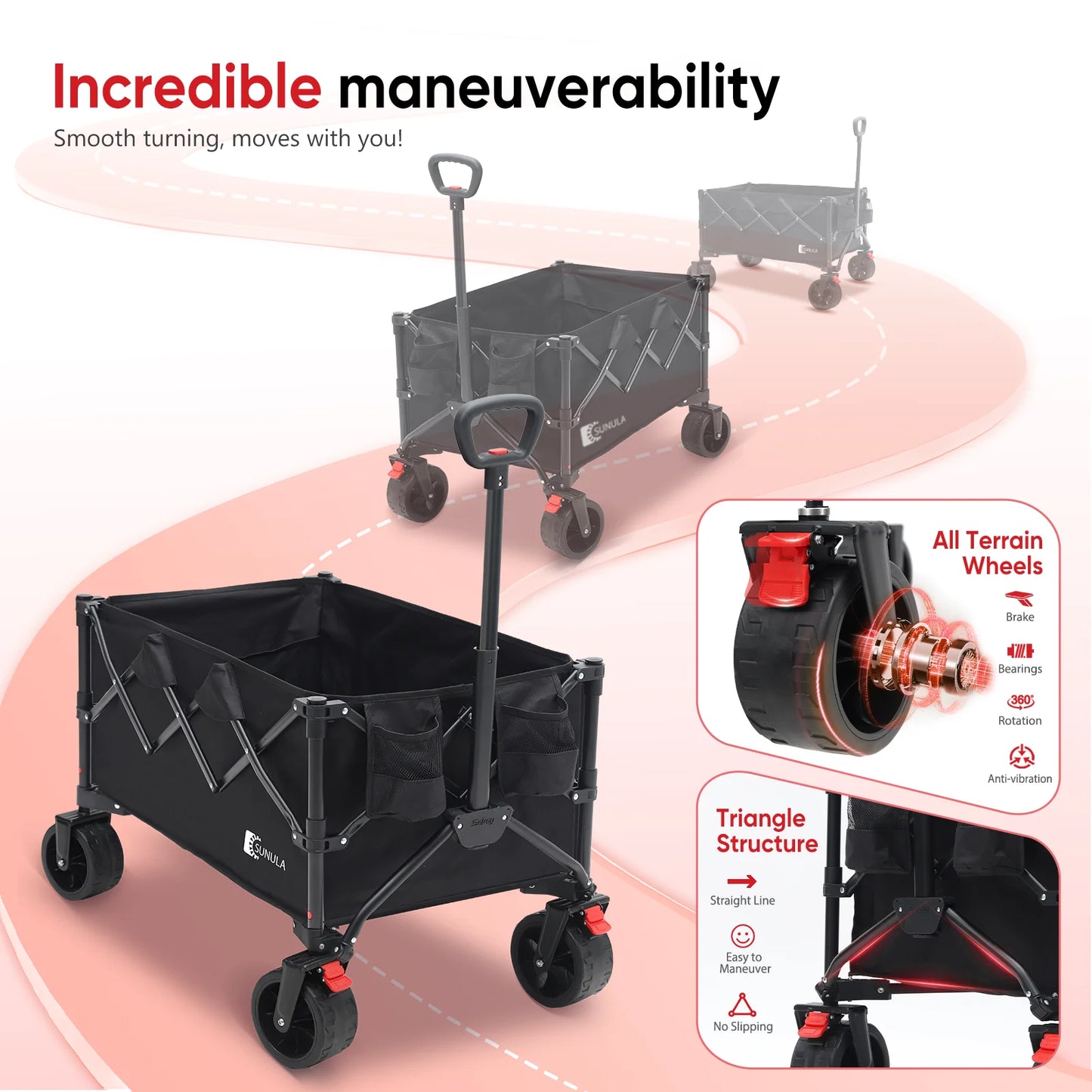 Foldable Wagon With All Terrain Wheels Heavy Duty 330lbs