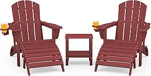 Weather Resistant Adirondack Chair and Ottoman Set