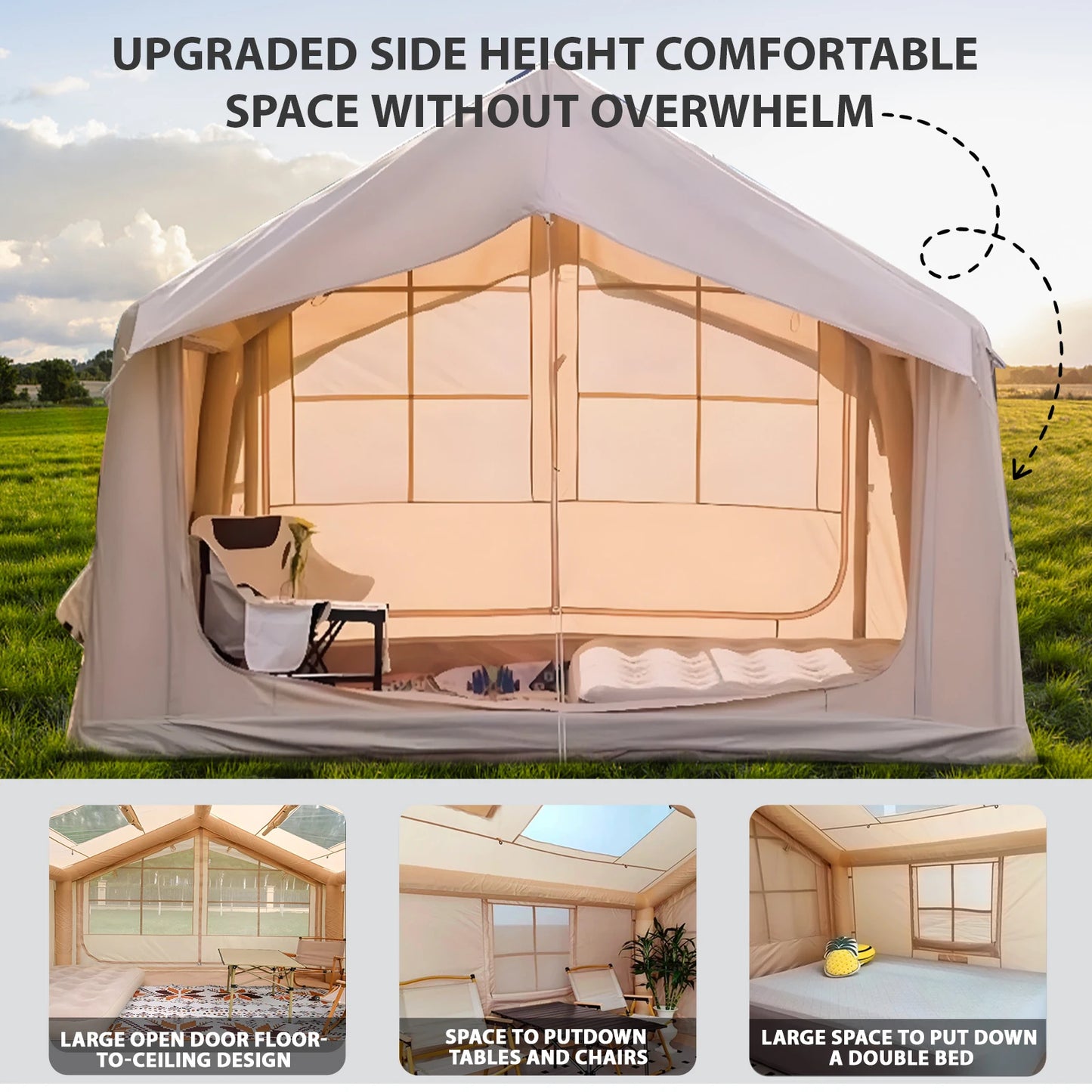 Inflatable Tent – Ultra-Quick Setup for 6 to 8 People with 4 Season Durability