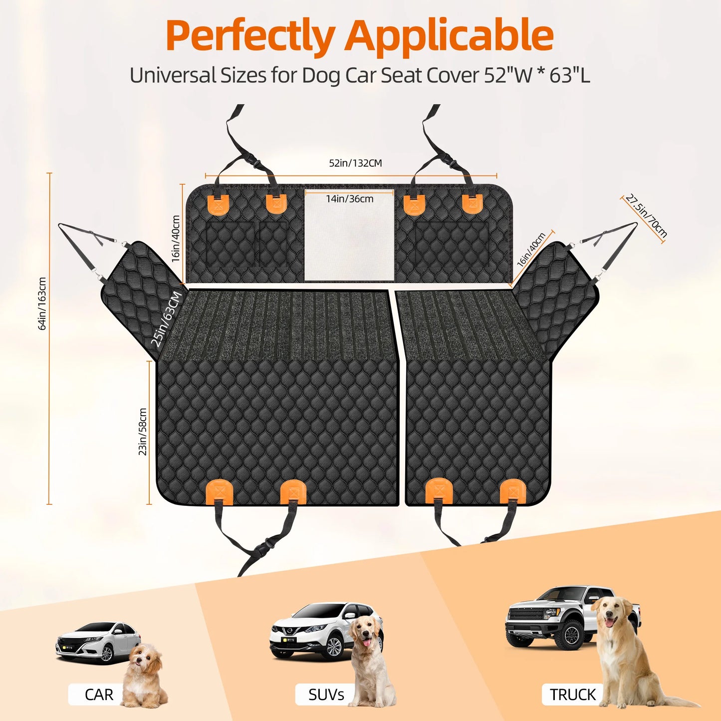Dog Back Seat Extender Waterproof Non Slip Car Cover