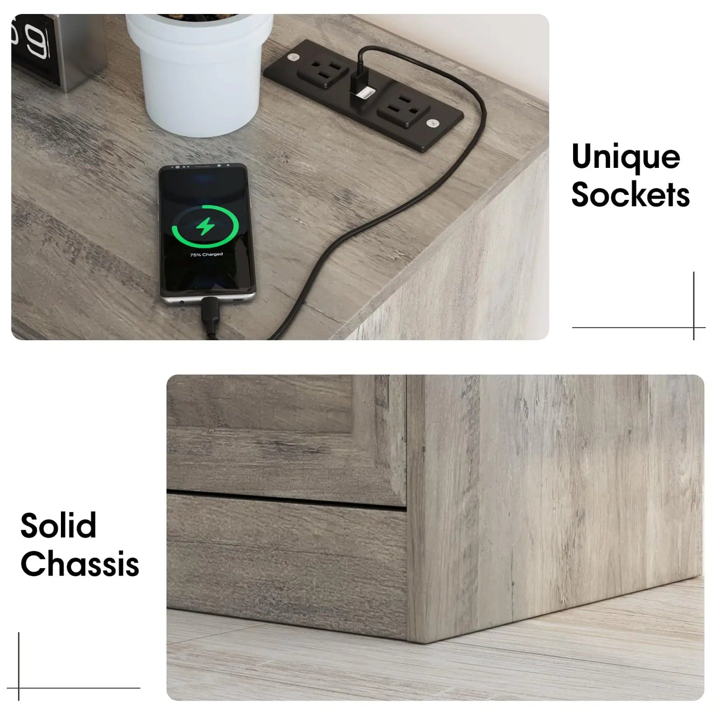 Vabches 6 Drawer Dresser With Power Strip for Stylish Bedroom Storage