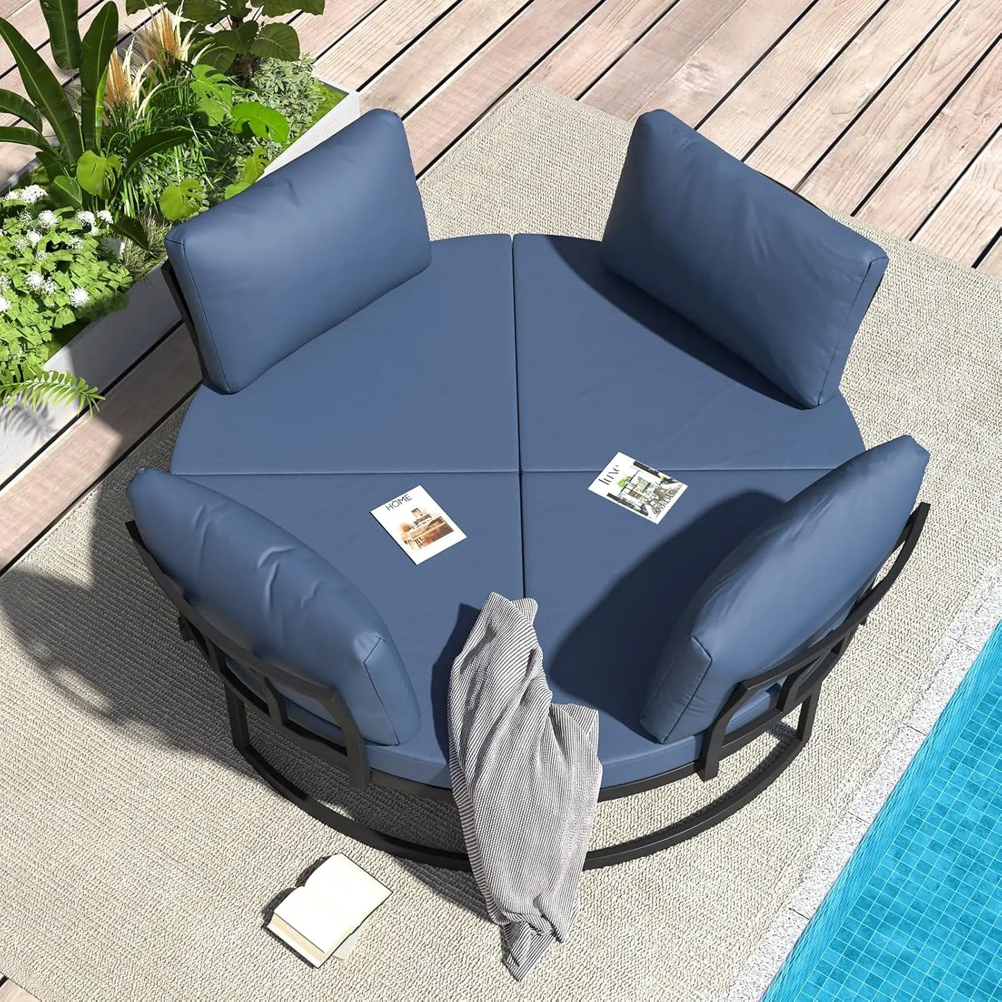 Patio Furniture Set Outdoor Daybed With Cushioned Seats