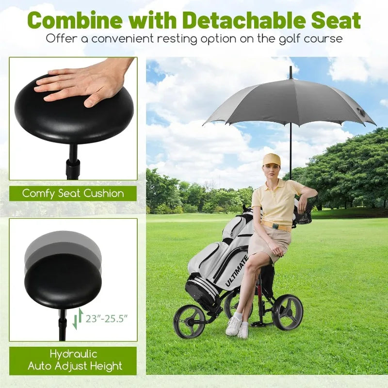 Goplus 3 Wheel Golf Push Cart Foldable Lightweight