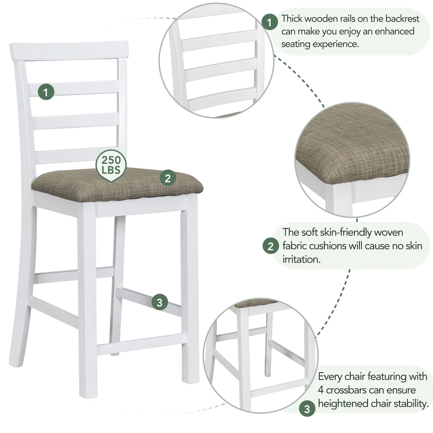 Rustic 5-Piece Dining Table Set With Wine Compartment