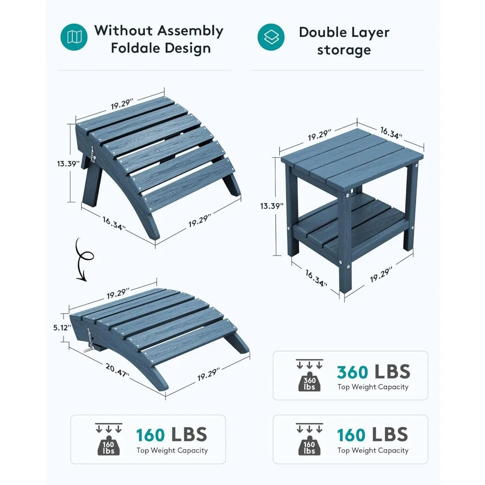 Weather Resistant Adirondack Chair and Ottoman Set