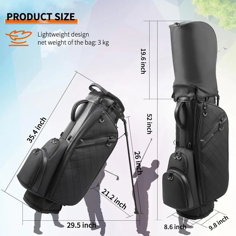 Golf Stand Bag With 14 Way Dividers PU Leather Luxury