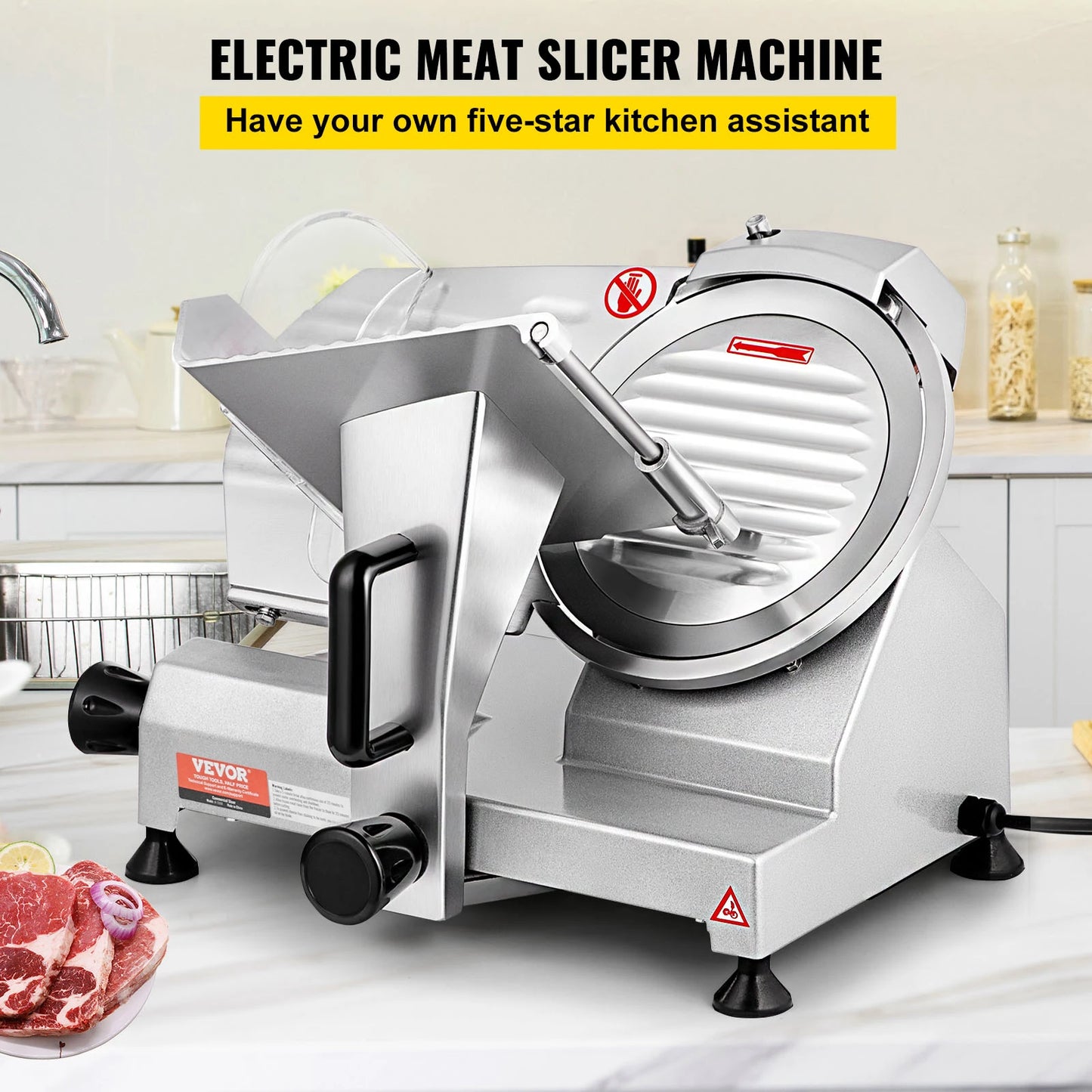 VEVOR 8 Inch Meat Slicer with Adjustable Thickness for Home and Commercial Use