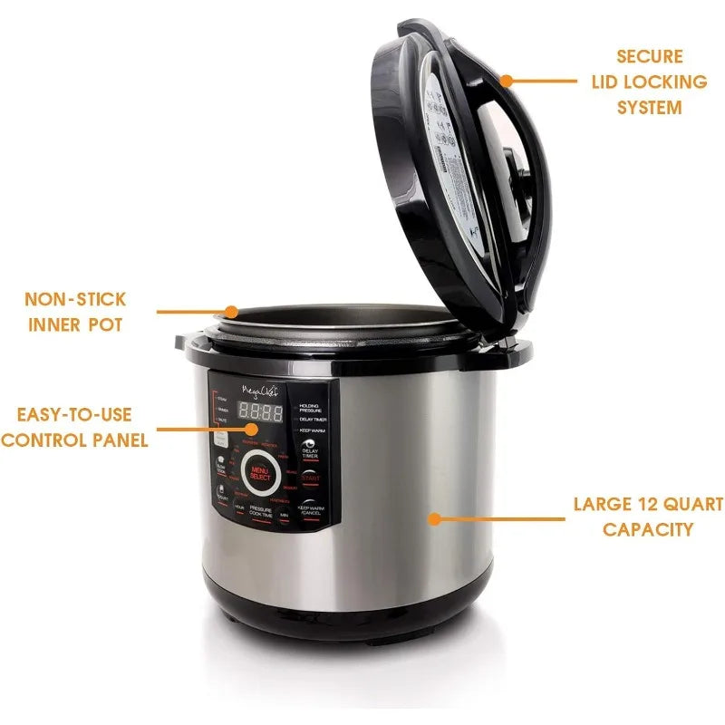 MegaChef 12 Quart Digital Pressure Cooker with 15 Cooking Options