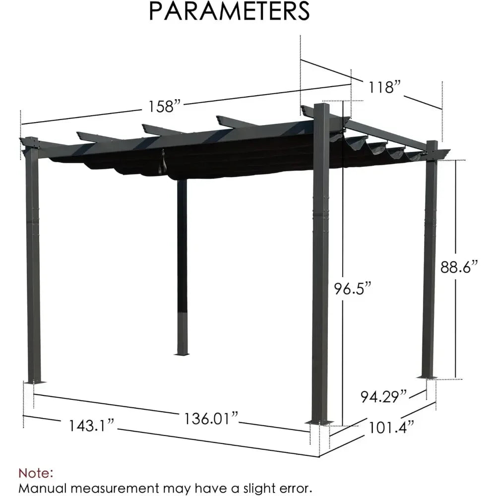 Morgan Retractable Aluminum Pergola With Waterproof Canopy
