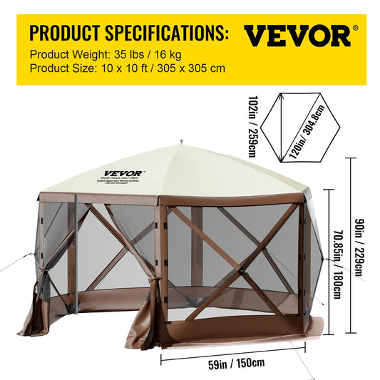 SucceBuy Spacious Pop Up Camping Gazebo Shelter 12x12