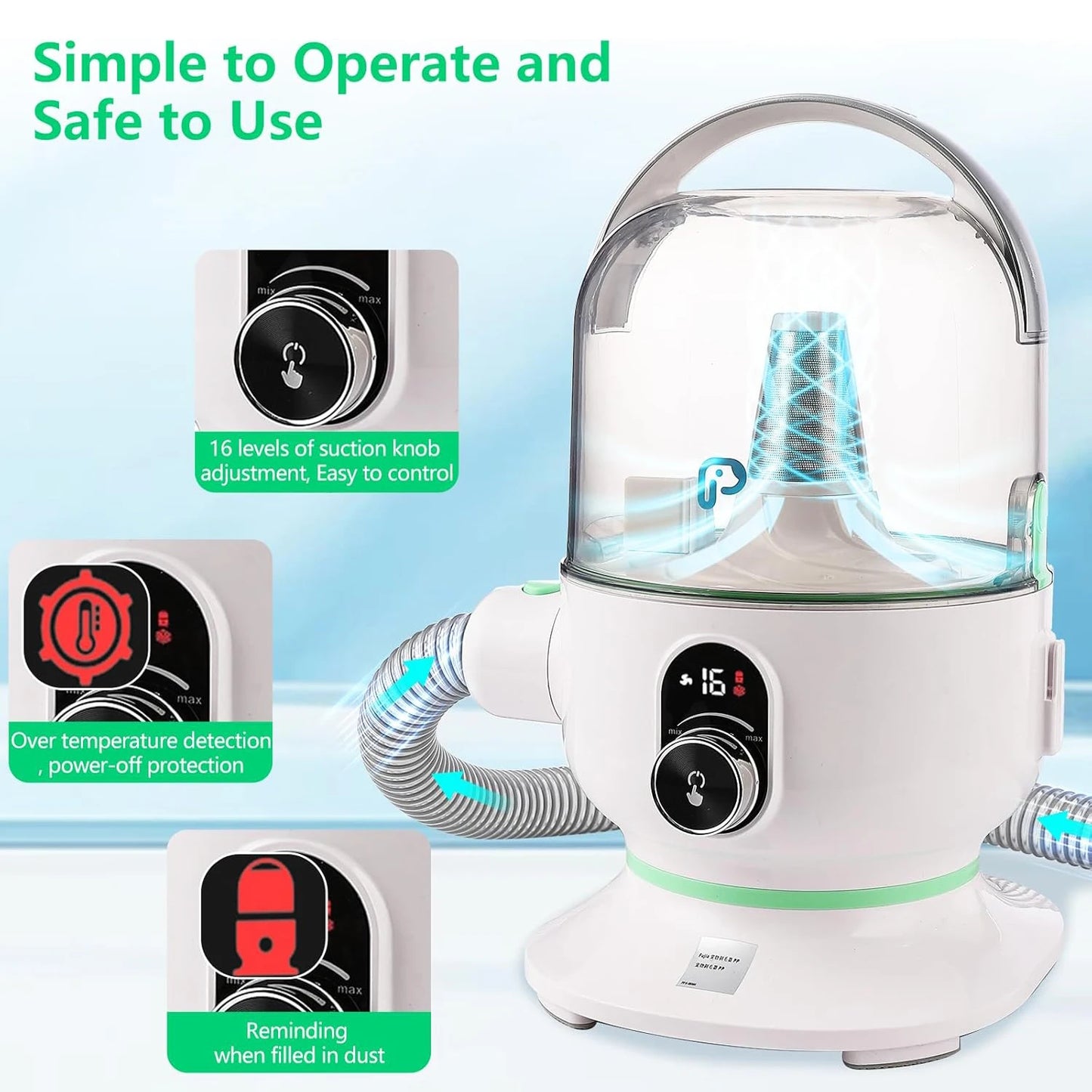 Quiet Pet Grooming Vacuum Kit 2L For Hair Removal Pro