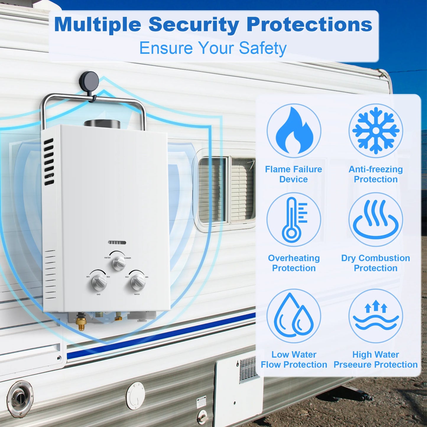 Portable Propane Tankless Water Heater 6L With Instant Hot