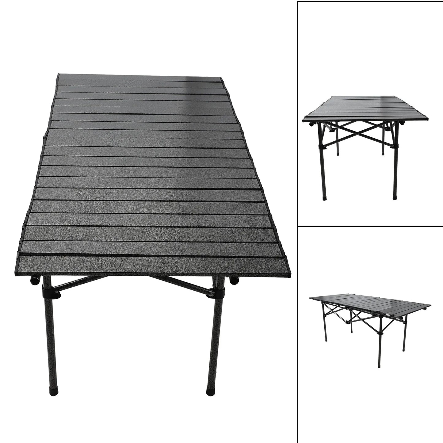47 Inch Outdoor Folding Picnic Table With Storage Basket