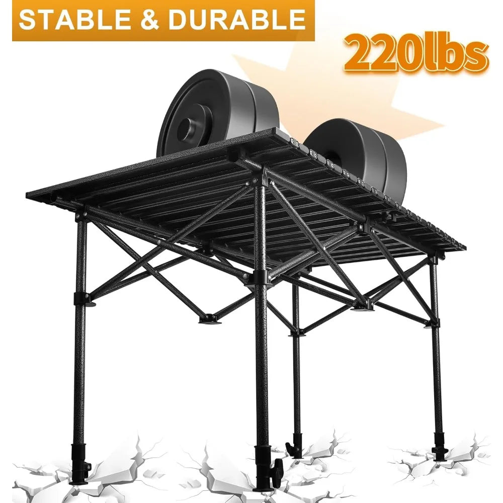 Foldable Camping Table With Adjustable Height For Outdoors