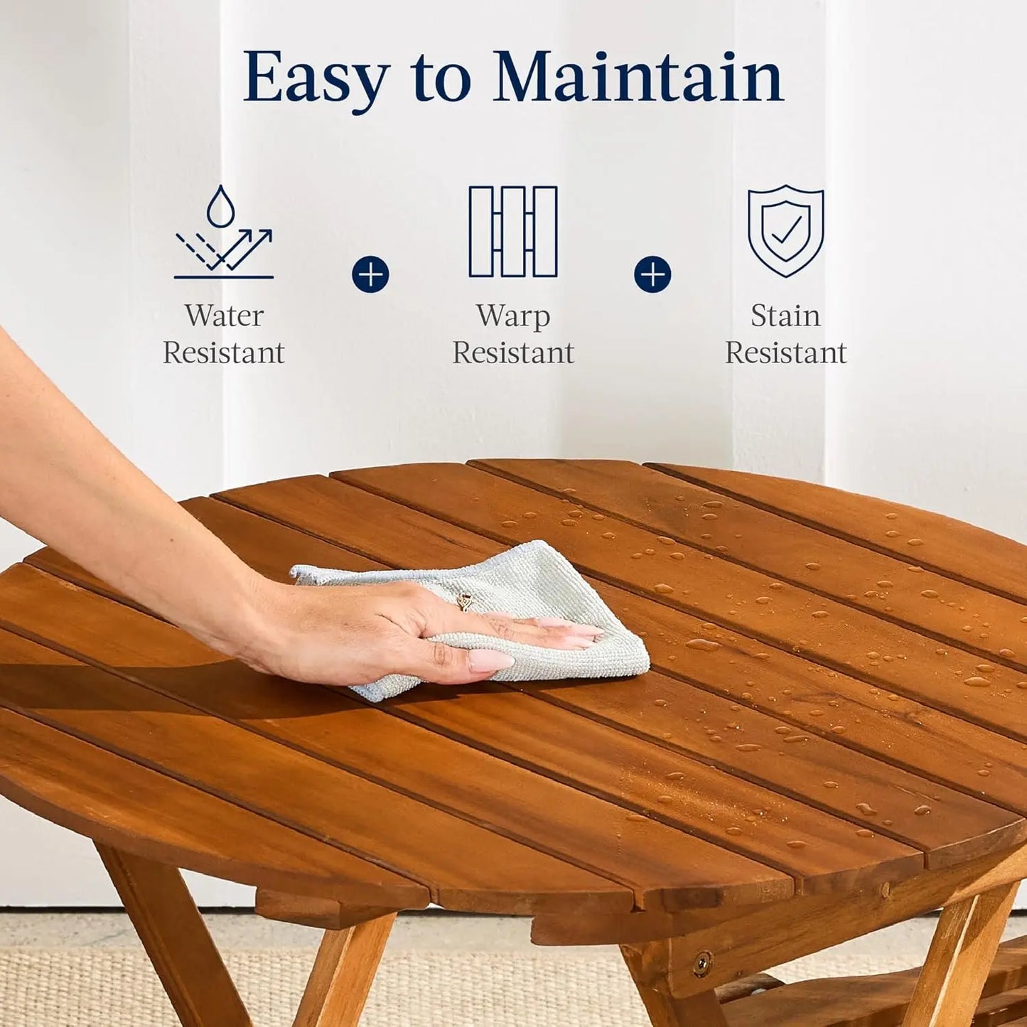 XMSJ Acacia Wood Bistro Set for Portable Outdoor Relaxation