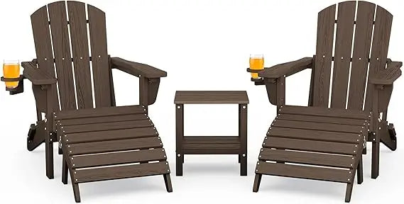 Weather Resistant Adirondack Chair and Ottoman Set