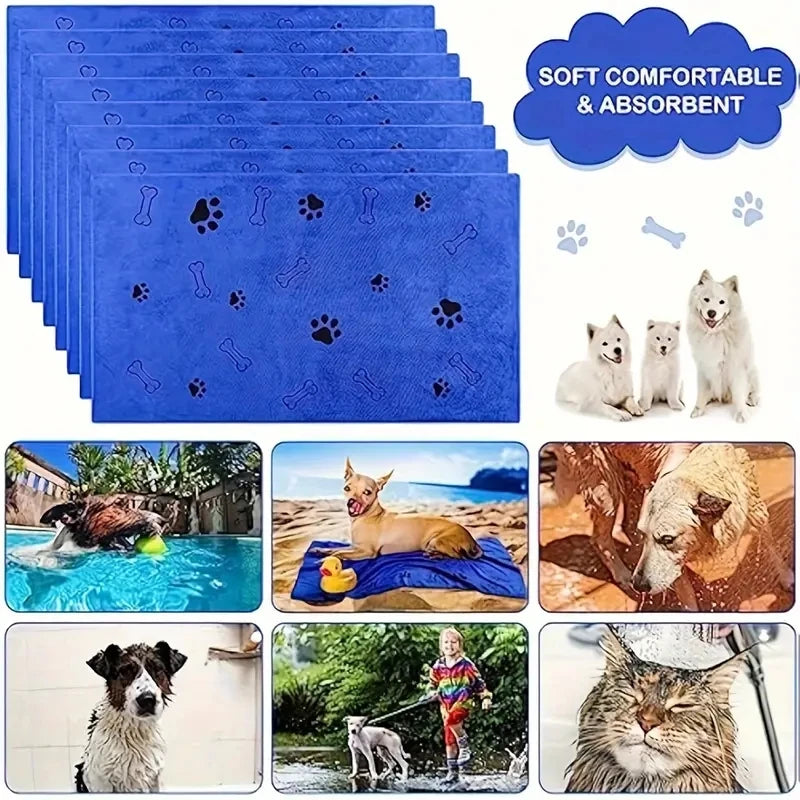 Soft Microfiber Dog Towels Quick Dry Absorbent Pet Grooming