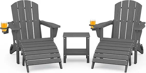 Weather Resistant Adirondack Chair and Ottoman Set