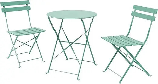 Weather-Resistant 3-Piece Folding Bistro Set for Indoor Outdoor Use